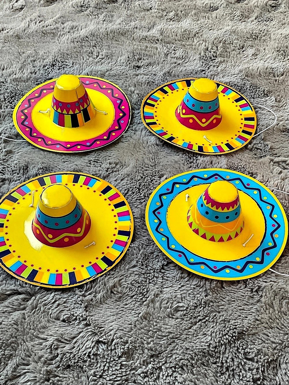 Set of 4 Colorful Mini Party Hats NWOT